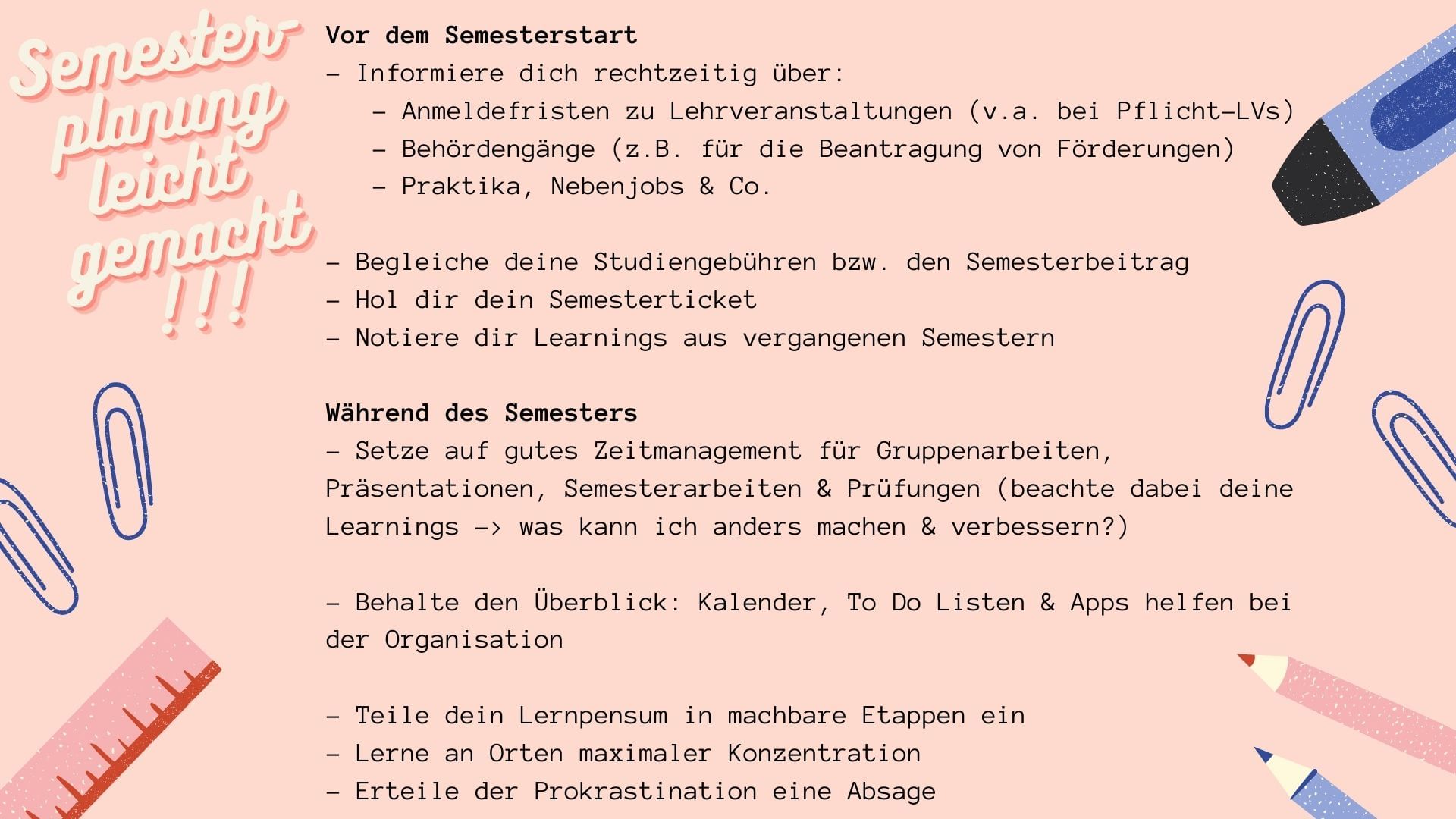 Semesterplanung leicht gemacht!