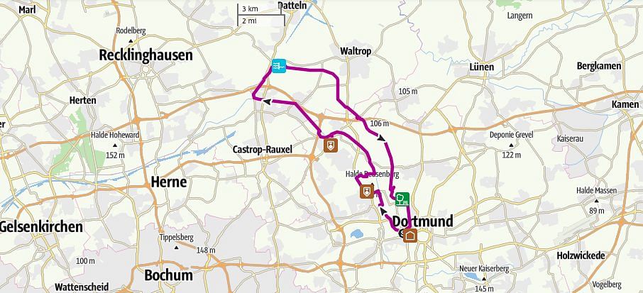 Route Dortmund-Ems-Kanal-Route mit Emscherweg