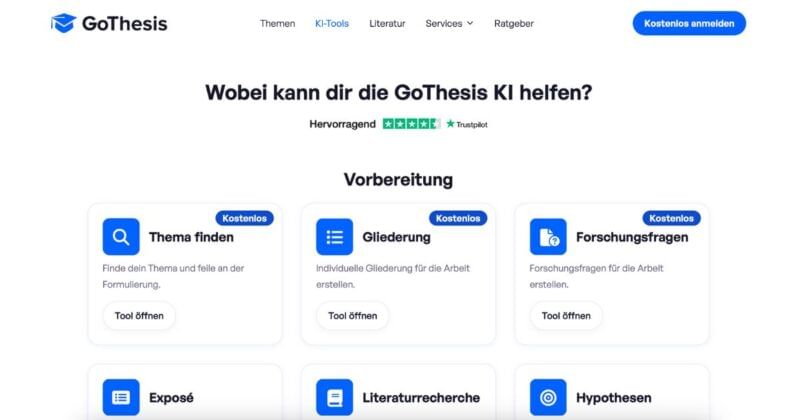 GoThesis hat viele KI-Tools für deine Abschlussarbeit
